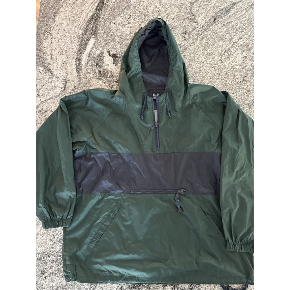 Vintage Gap Jacket Mens Size L Green Blue Windbreaker Anorak 90s Pullover Hoodie